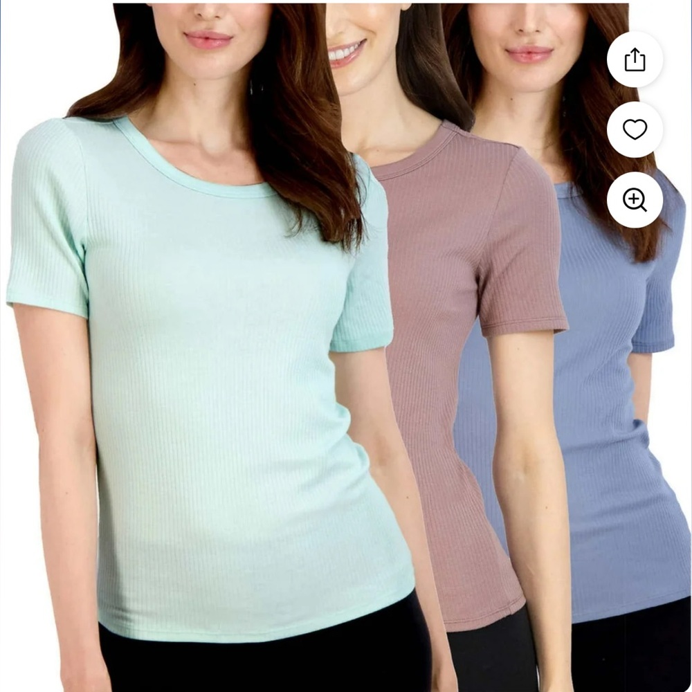 Lucky Brand 3-Pack Short Sleeve Stretch Rib Crew